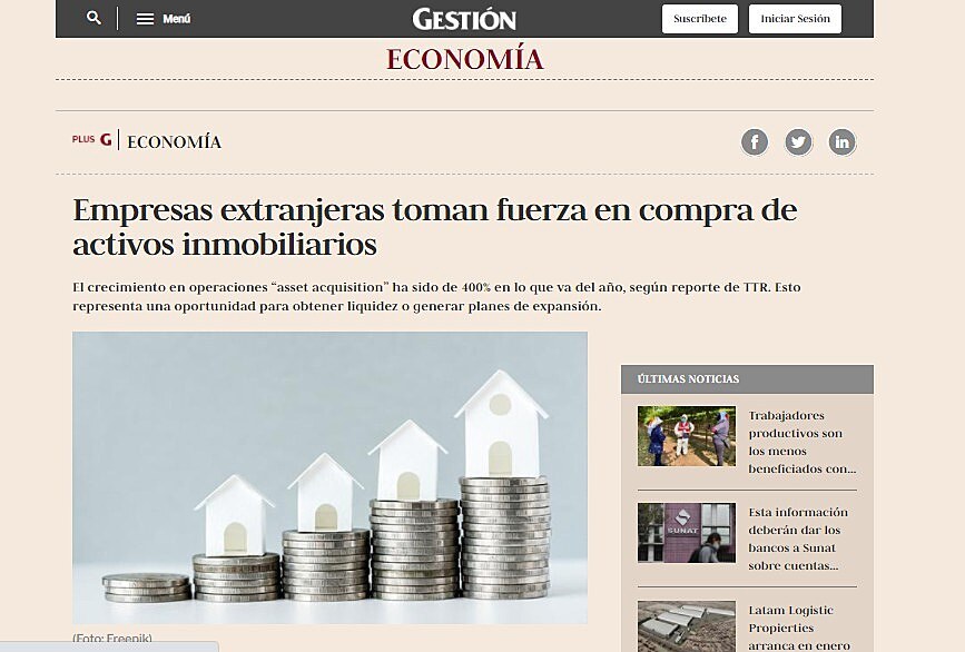 Empresas extranjeras toman fuerza en compra de activos inmobiliarios